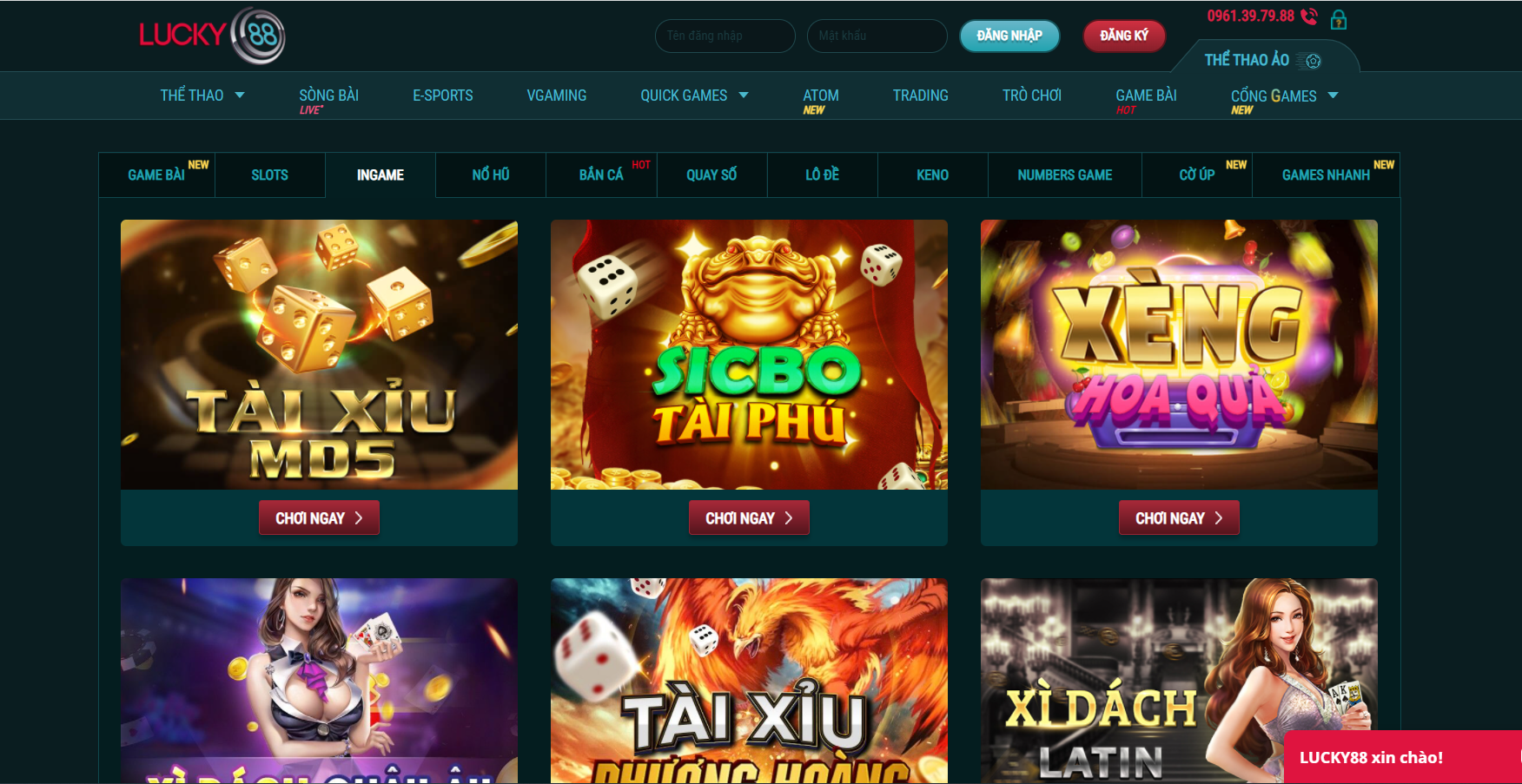 Cổng game đa dạng tại nhà cái LUCKY88